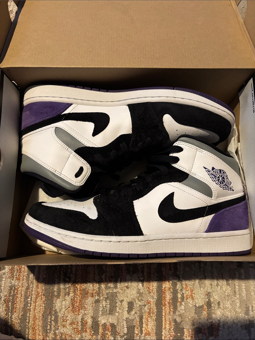Nike Air Jordan 1 Mid White/Court Purple-Black